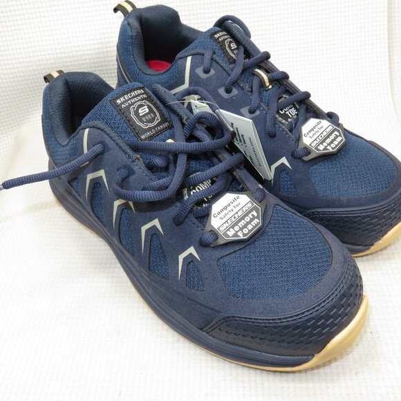 Skechers Malad II 200127 Composite Toe Work Shoes ASTM Navy/Tan Men\'s 7.5 NWT main image 12